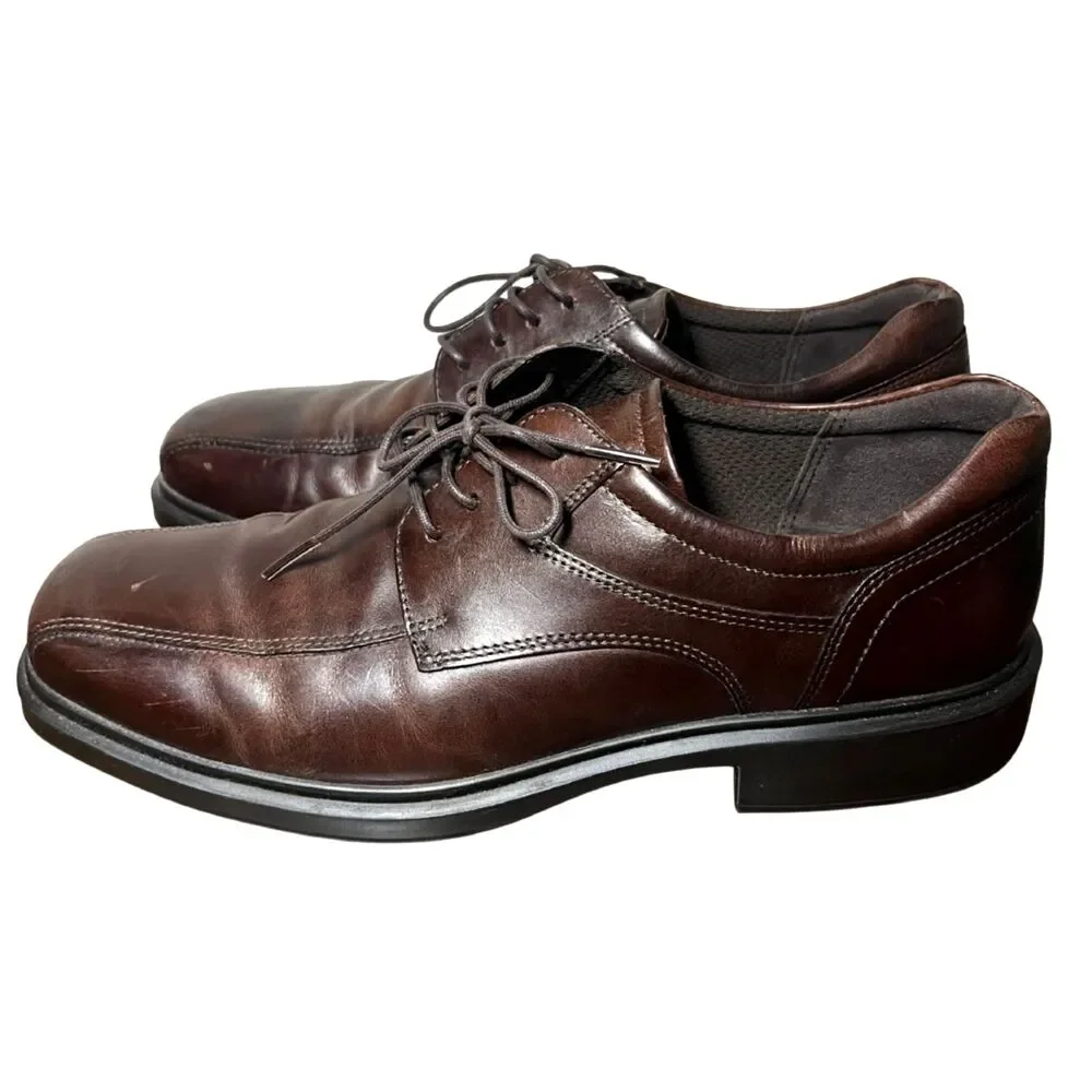 ECCO Mens Brown Leather Oxford Dress Shoes EU 44 US 10–10.5 No Original Insoles